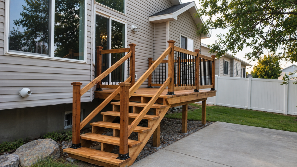 new wooden deck and stairs